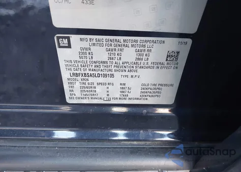 2020 Buick Envision Fwd Preferred from USA, damaged, VIN LRBFXBSA5LD109105